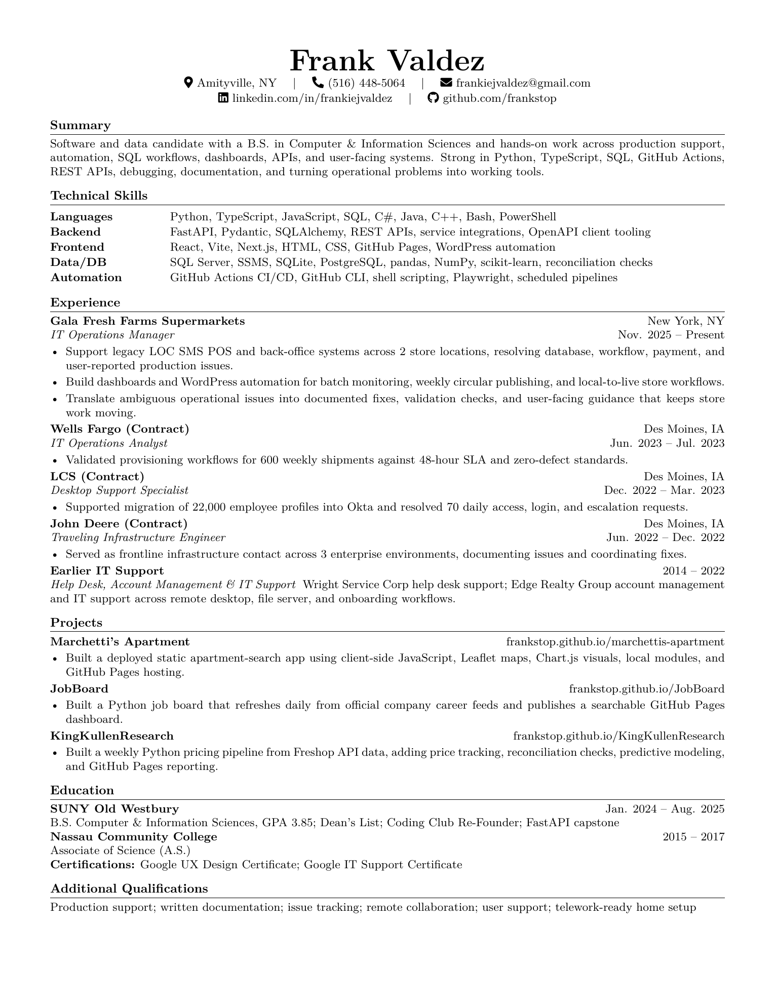Frank Valdez resume preview